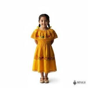 Mexican peasent dress size 2 Yellow